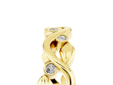 Yellow gold Round Moissanite Leaf Eternity Band with Bezel Setting_41