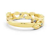 Yellow gold Round Moissanite Leaf Eternity Band with Bezel Setting_42