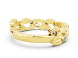 Yellow gold Round Moissanite Leaf Eternity Band with Bezel Setting_42
