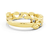 Yellow gold Round Moissanite Leaf Eternity Band with Bezel Setting_78
