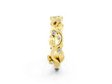 Yellow gold Round Moissanite Leaf Eternity Band with Bezel Setting_80
