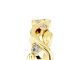Yellow gold Round Moissanite Leaf Eternity Band with Bezel Setting_83
