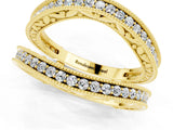 Yellow gold Round Moissanite Milgrain Eternity Band with Channel Setting_19