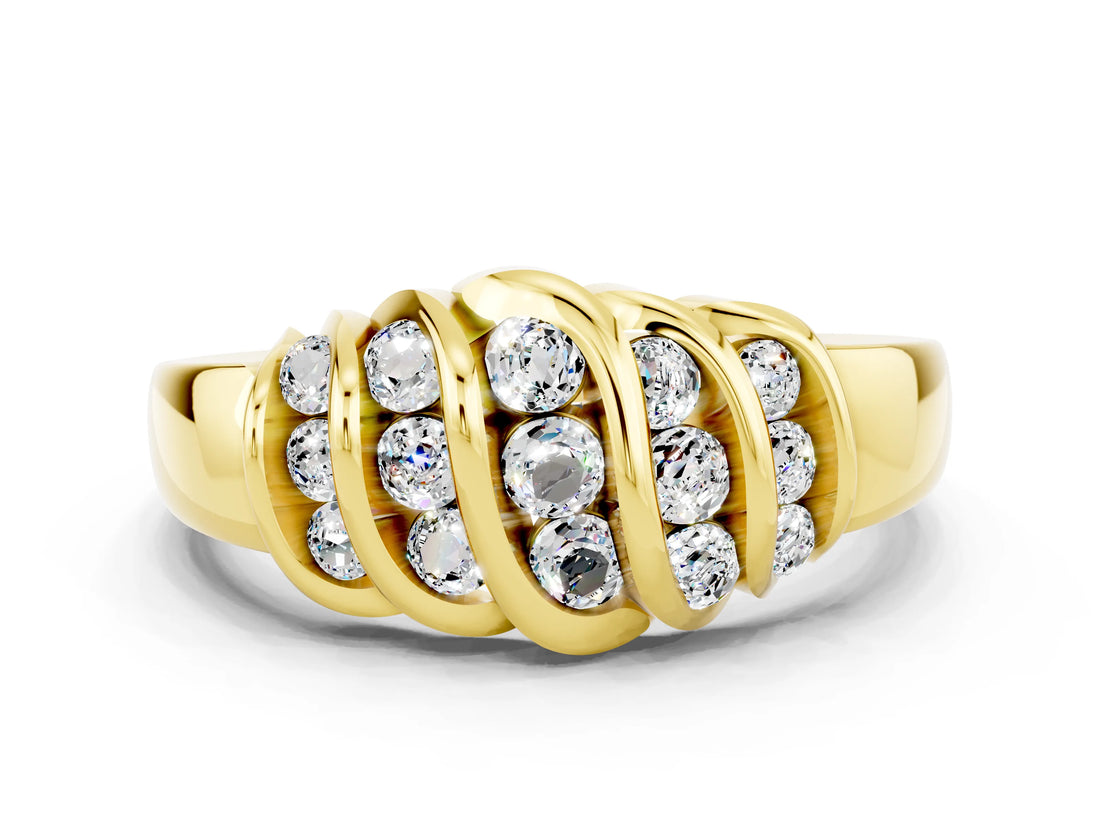 Yellow gold Round Moissanite Multi-Row Crossover Band_6