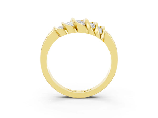 Yellow gold Round Moissanite Multi-Row Crossover Band