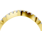 Yellow gold Round Moissanite Pavé Curved Band with Shared Prong Setting_10