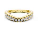 Yellow gold Round Moissanite Pavé Curved Band with Shared Prong Setting_6