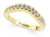 Yellow gold Round Moissanite Pavé Curved Band with Shared Prong Setting_7
