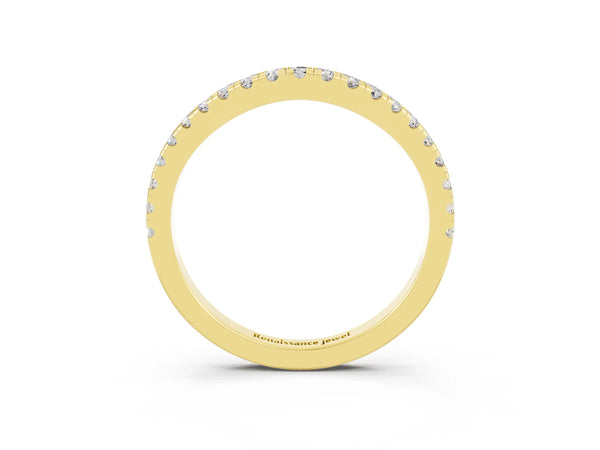 Yellow gold Round Moissanite Pavé Half Eternity Band with Shared Prong Setting