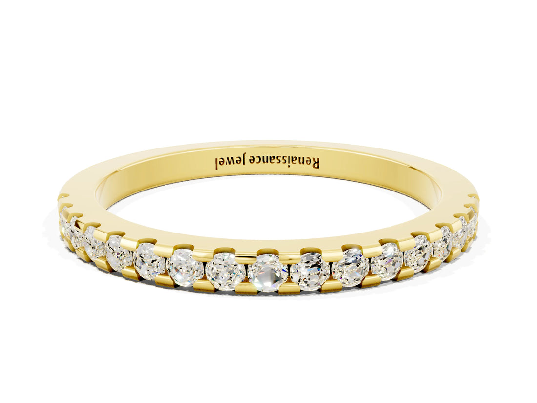 Yellow gold Round Moissanite Pavé Set Eternity Band with Micro Prong Setting_6