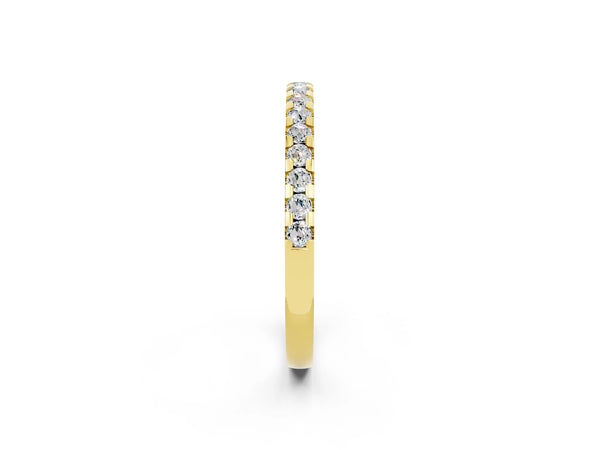 Yellow Gold Round Moissanite Micro Prong Pave Half Eternity Wedding Band