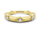 Yellow gold Round Moissanite Prong Set Milgrain Eternity Band_6