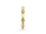 Yellow gold Round Moissanite Prong Set Milgrain Eternity Band_8