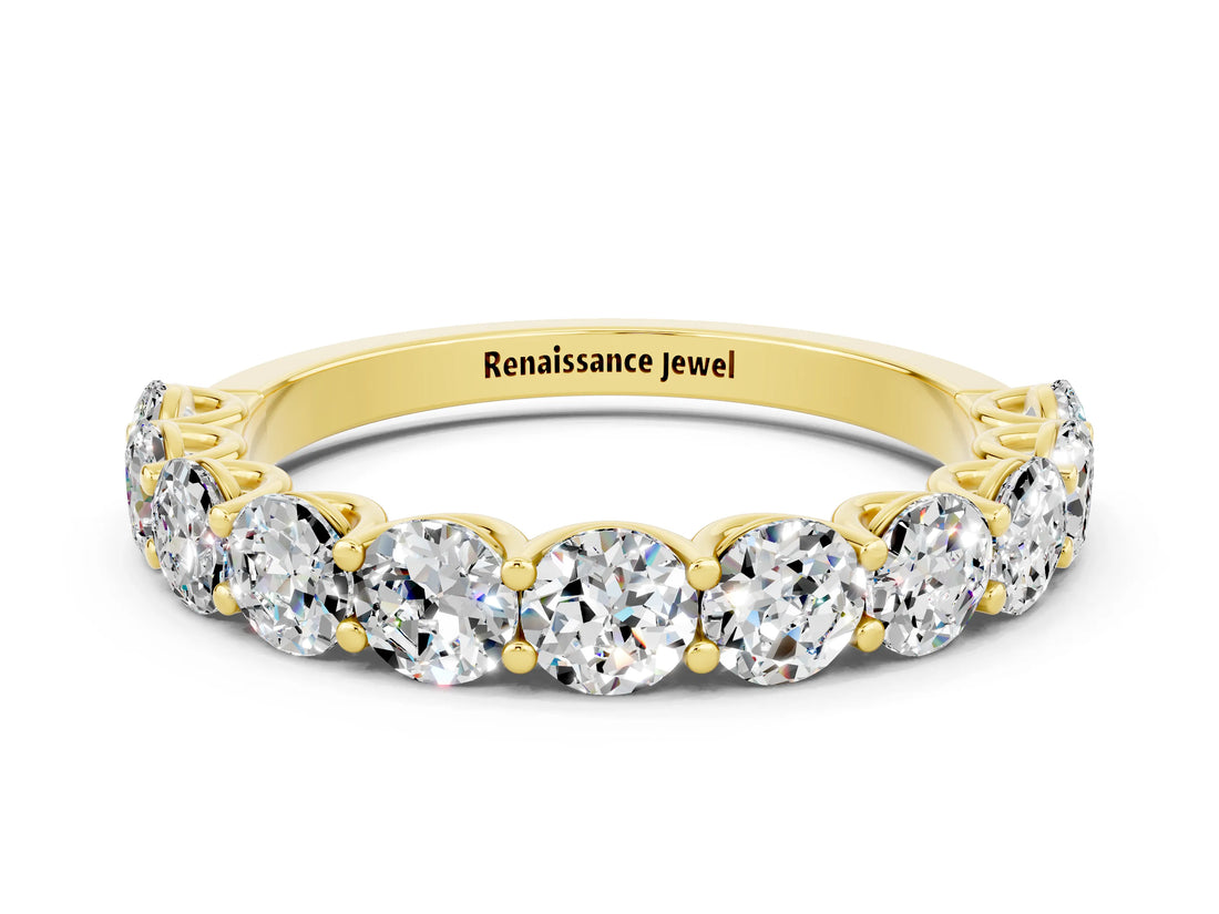 Yellow gold Round Moissanite Shared Prong Eternity Band_6
