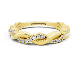 Yellow gold Round Moissanite Twist Eternity Band with Pavé Setting_6
