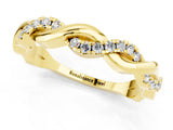 Yellow gold Round Moissanite Twist Eternity Band with Pavé Setting_7
