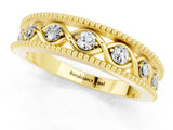 Yellow gold Round Moissanite Twist Milgrain Band with Bezel Setting_13
