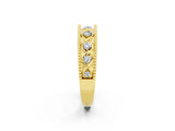 Yellow gold Round Moissanite Twist Milgrain Band with Bezel Setting_14