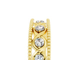 Yellow gold Round Moissanite Twist Milgrain Band with Bezel Setting_17