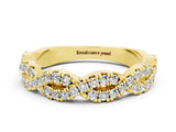 Yellow gold Round Moissanite Twisted Eternity Band with Pavé and Shared Prong Setting_22