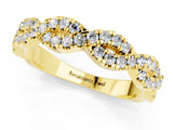 Yellow gold Round Moissanite Twisted Eternity Band with Pavé and Shared Prong Setting_23