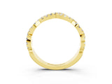 Yellow gold Round Moissanite Twisted Eternity Band with Pavé and Shared Prong Setting_25