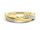 Yellow gold Round Moissanite Twisted Infinity Band with Prong Setting_6