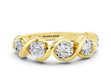 Yellow gold Round Moissanite Wave Band with Channel Setting and Shared Prongs_6
