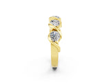Yellow gold Round Moissanite Wave Band with Channel Setting and Shared Prongs_8