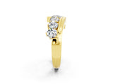 Yellow gold Round Moissanite Wave Band with Channel and Shared Prong Setting_20