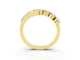 Yellow gold Round Moissanite Wave Band with Channel and Shared Prong Setting_21