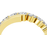 Yellow gold Round Moissanite Wave Band with Channel and Shared Prong Setting_22