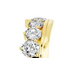 Yellow gold Round Moissanite Wave Band with Channel and Shared Prong Setting_23