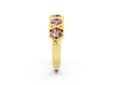Yellow gold Round Morganite Channel Set Band with X-Prong Detail_8