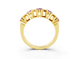 Yellow gold Round Morganite Channel Set Band with X-Prong Detail_9
