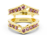 Yellow gold Round Morganite Channel-Set Chevron Band_6