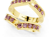 Yellow gold Round Morganite Channel-Set Chevron Band_7