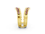 Yellow gold Round Morganite Channel-Set Chevron Band_8