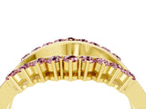 Yellow gold Round Morganite Chevron Contour Band with Prong Setting_10
