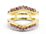 Yellow gold Round Morganite Chevron Contour Band with Prong Setting_6