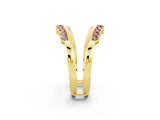 Yellow gold Round Morganite Chevron Contour Band with Prong Setting_8