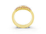 Yellow gold Round Morganite Chevron Contour Band with Prong Setting_9