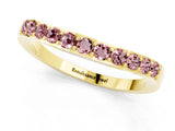 Yellow gold Round Morganite Curved Wedding Band with Channel Setting_7