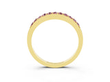 Yellow gold Round Morganite Curved Wedding Band with Channel Setting_9