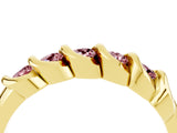 Yellow gold Round Morganite Eternity Band with Twist Prong Setting_10