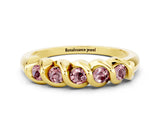 Yellow gold Round Morganite Eternity Band with Twist Prong Setting_6