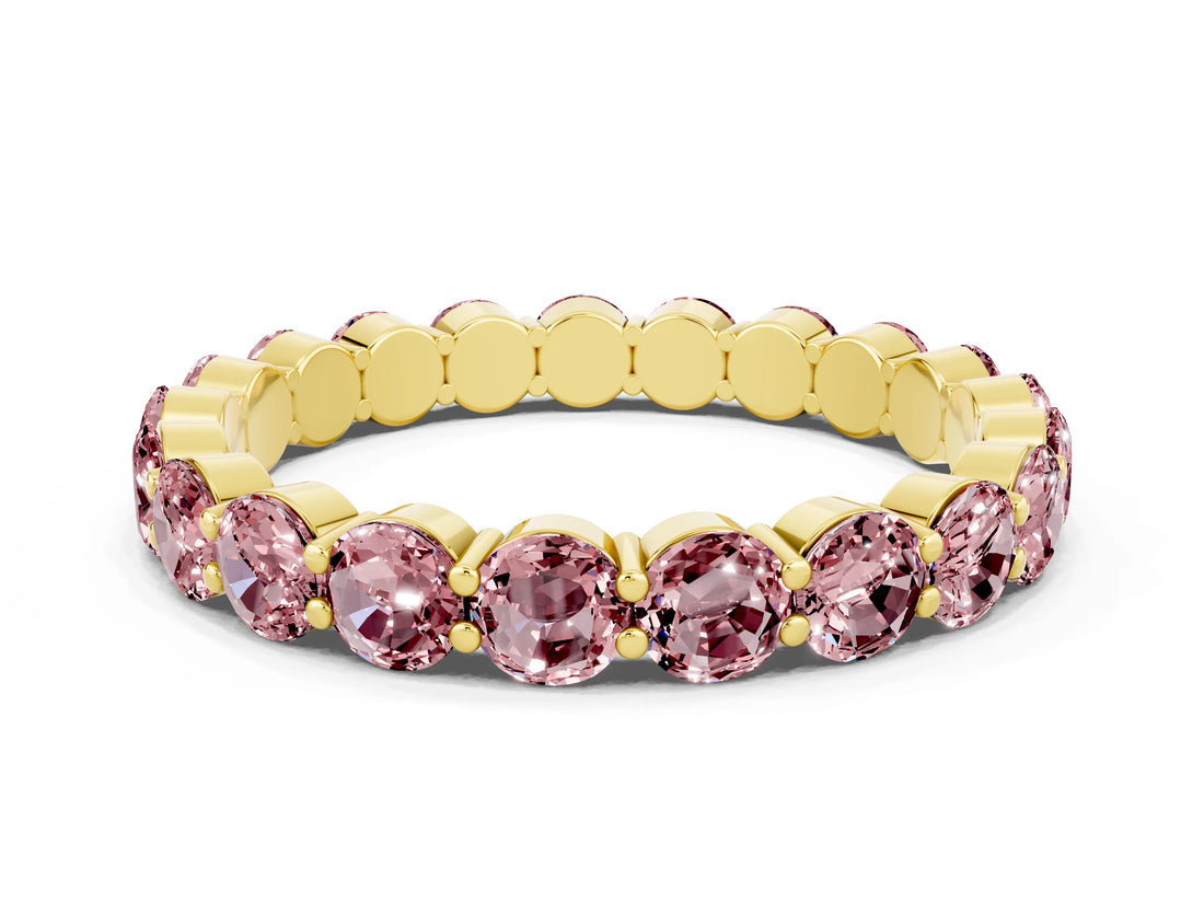 Yellow gold Round Morganite Eternity Band with U-Prong Setting_30