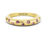 Yellow gold Round Morganite Flush-Set Comfort Fit Band_6