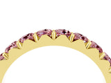 Yellow gold Round Morganite Half Eternity Band with Classic Prong Setting_10