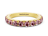 Yellow gold Round Morganite Half Eternity Band with Classic Prong Setting_6